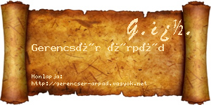 Gerencsér Árpád névjegykártya